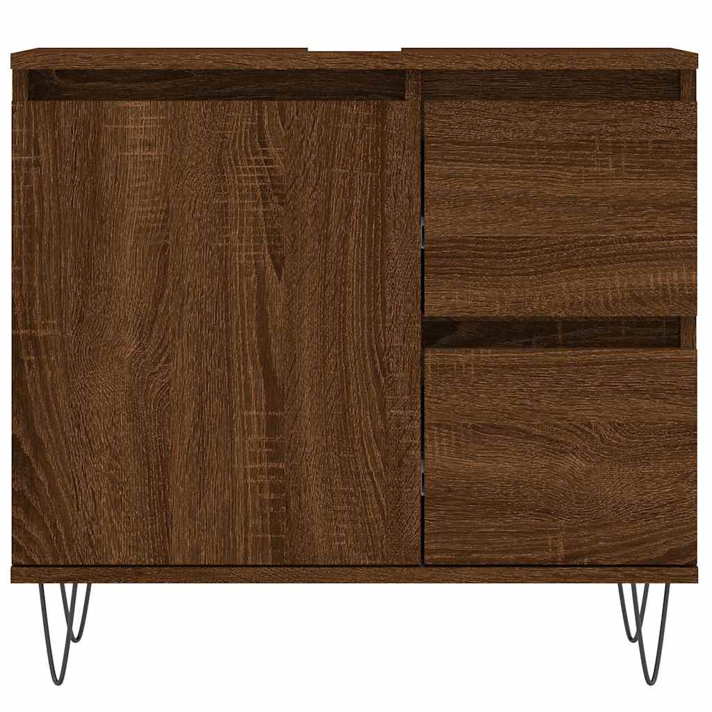 Brown Oak Bathroom Cabinet, 65x33x60 cm, Engineered Wood