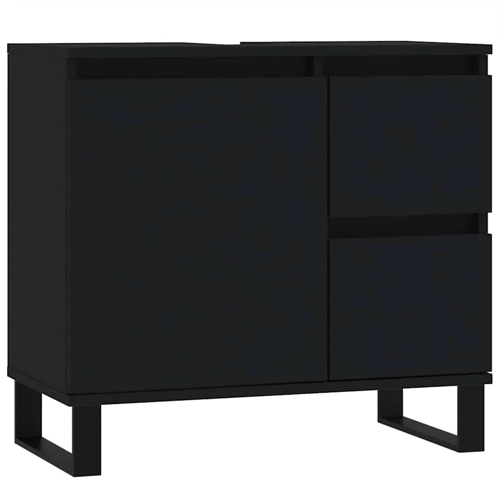 Black Engineered Wood Bathroom Cabinet - 65x33x60 cm