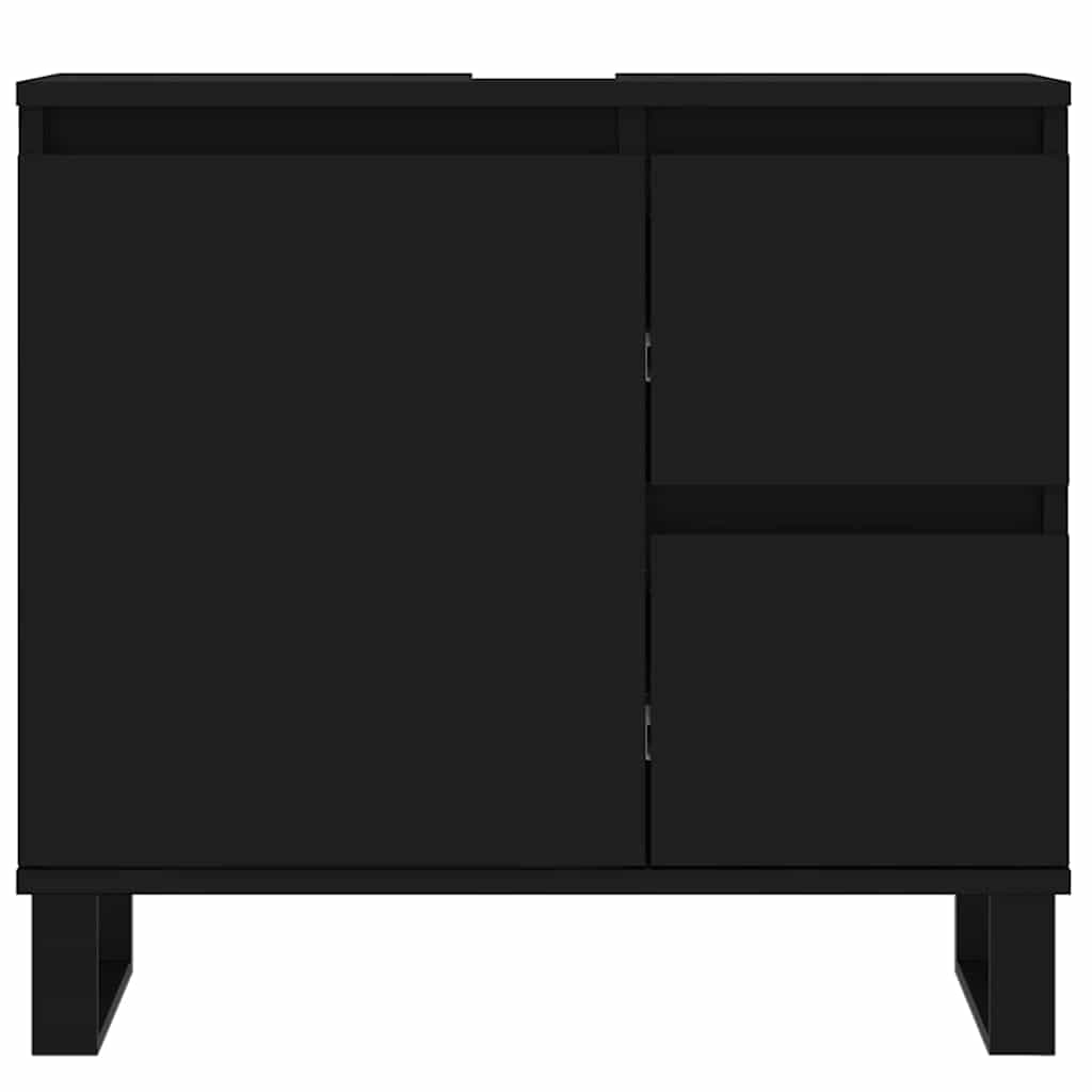 Black Engineered Wood Bathroom Cabinet - 65x33x60 cm