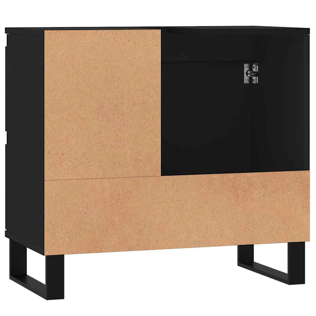 Black Engineered Wood Bathroom Cabinet - 65x33x60 cm