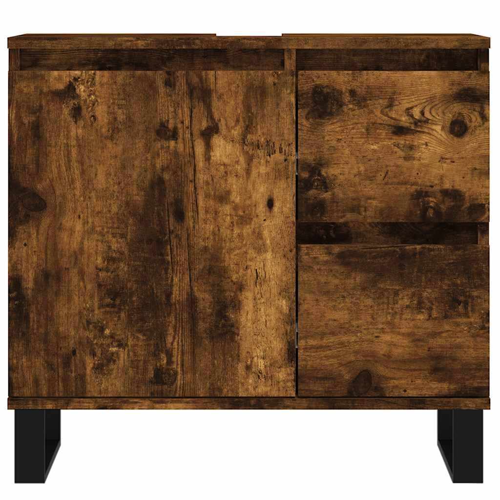 Smoked Oak Bathroom Cabinet - 65x33x60 cm Engineered Wood