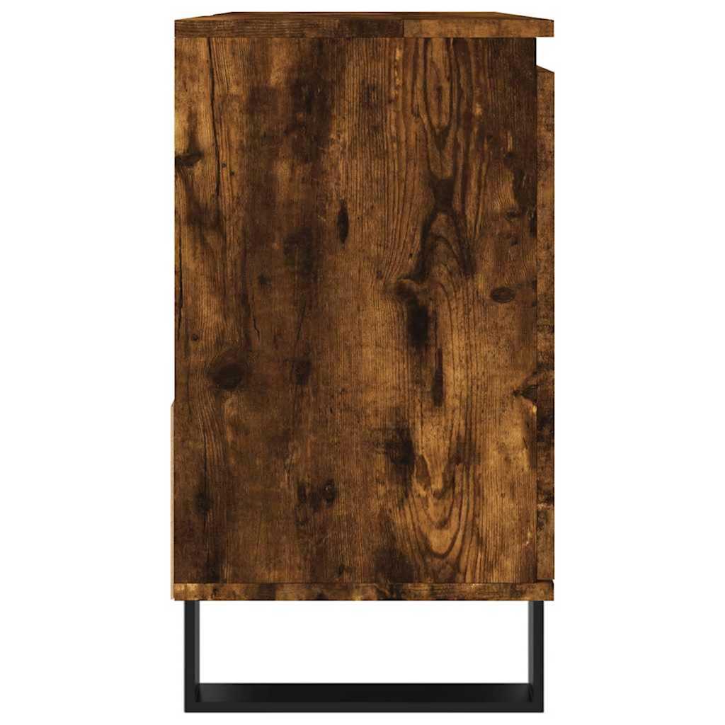 Smoked Oak Bathroom Cabinet - 65x33x60 cm Engineered Wood