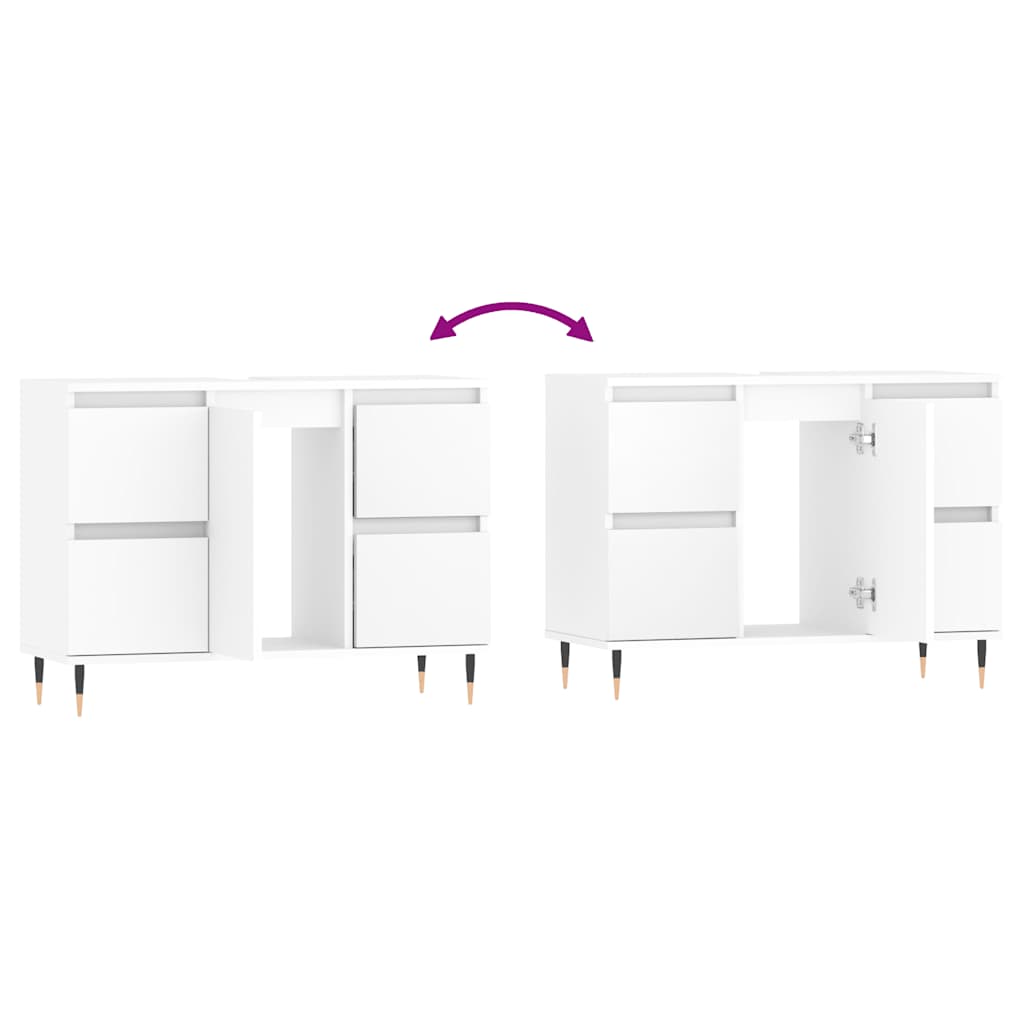 Engineered Wood Bathroom Cabinet in White, 80x33x60 cm