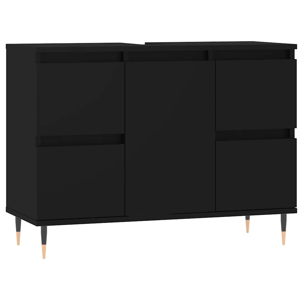 Black Engineered Wood Bathroom Cabinet - 80x33x60 cm