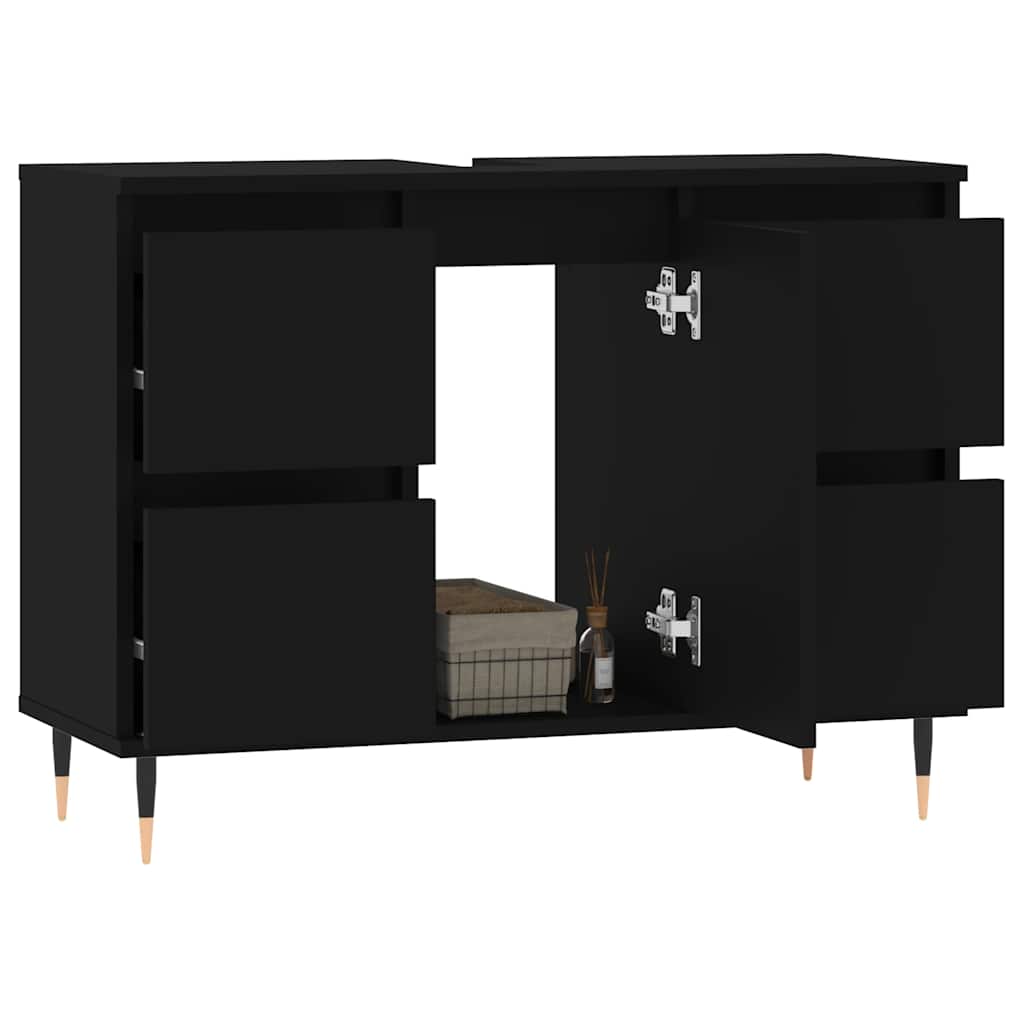 Black Engineered Wood Bathroom Cabinet - 80x33x60 cm