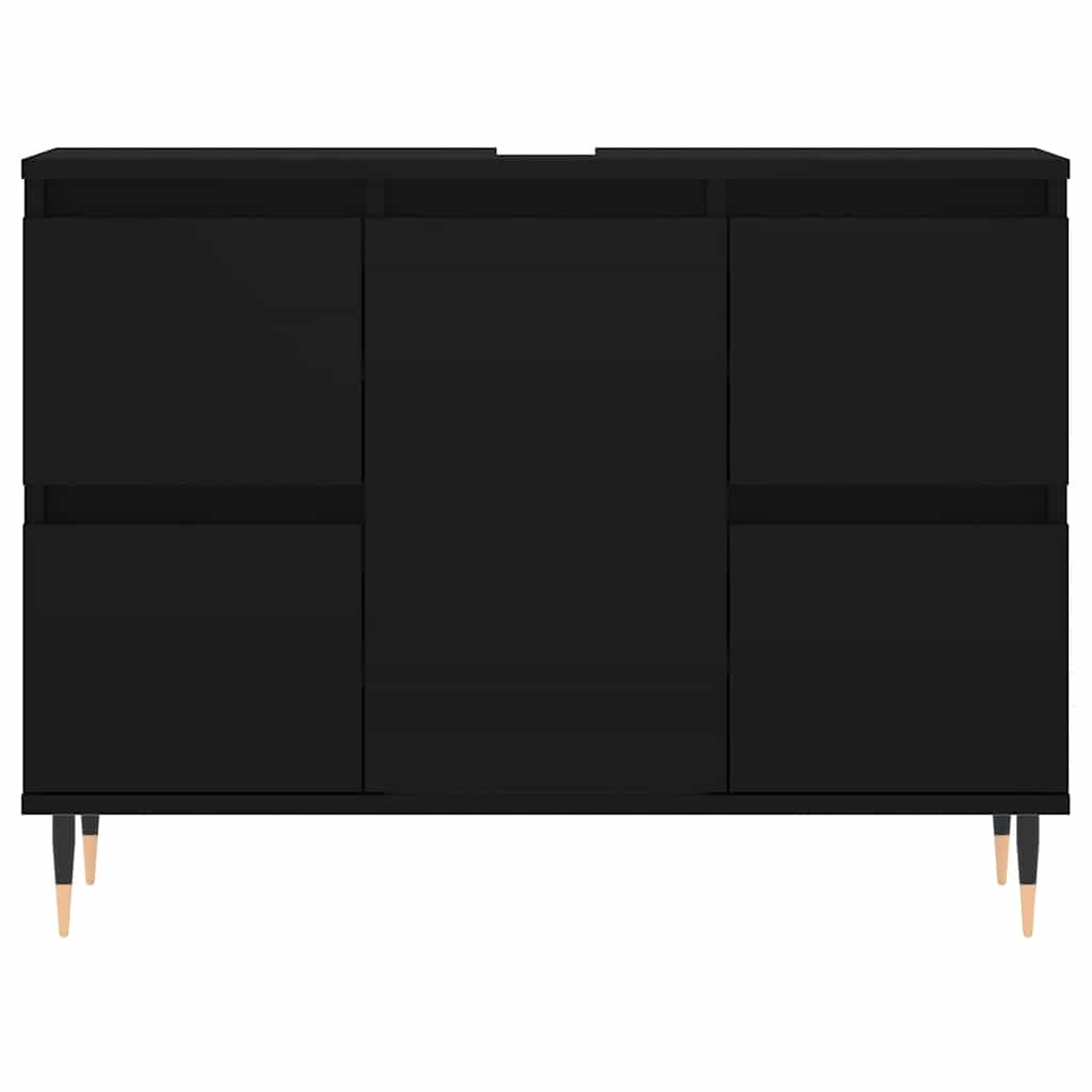 Black Engineered Wood Bathroom Cabinet - 80x33x60 cm