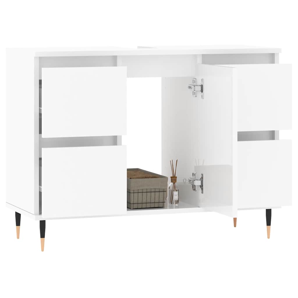 High Gloss White Bathroom Cabinet - Engineered Wood 80x33x60cm