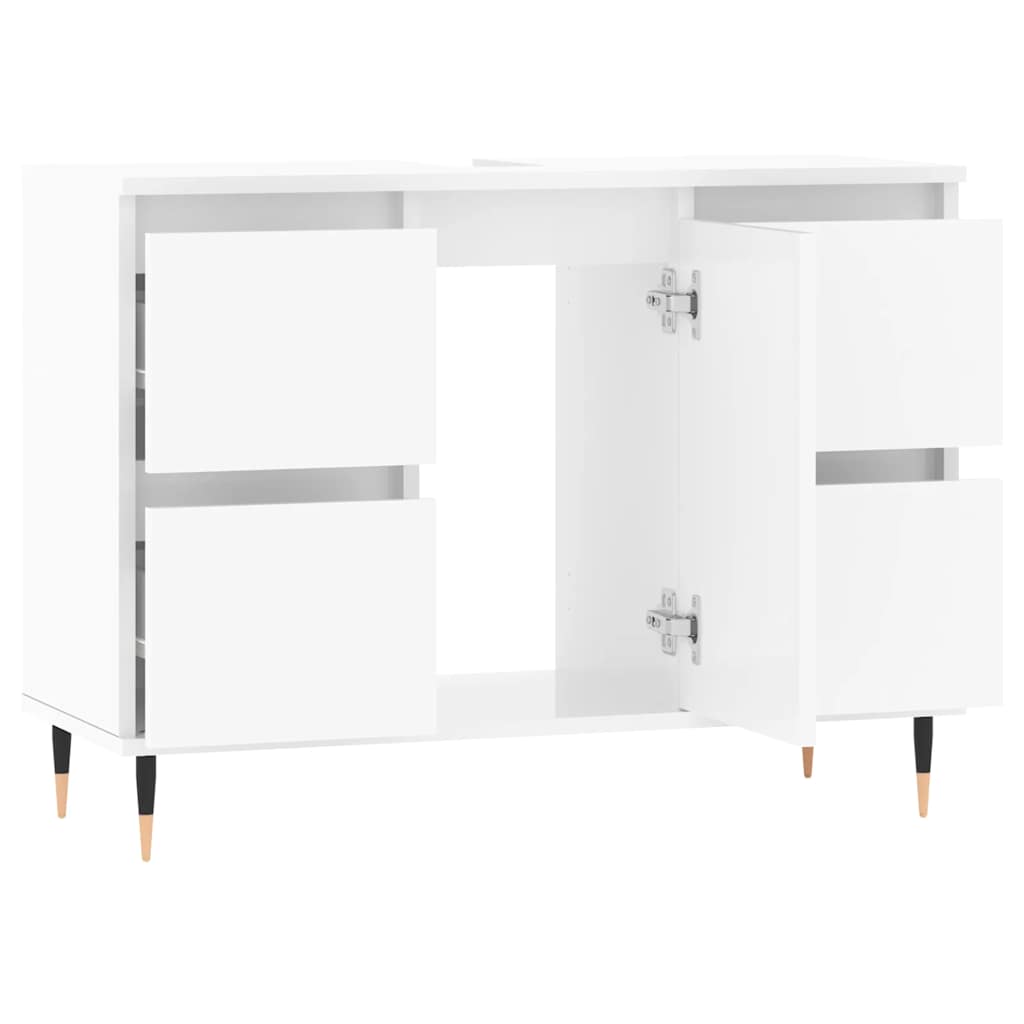 High Gloss White Bathroom Cabinet - Engineered Wood 80x33x60cm