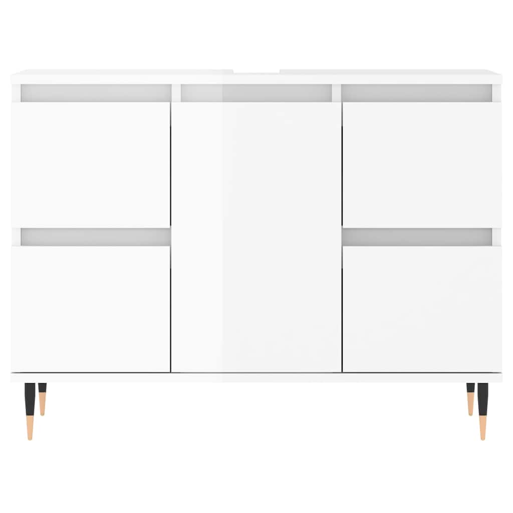 High Gloss White Bathroom Cabinet - Engineered Wood 80x33x60cm