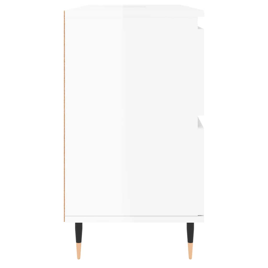 High Gloss White Bathroom Cabinet - Engineered Wood 80x33x60cm