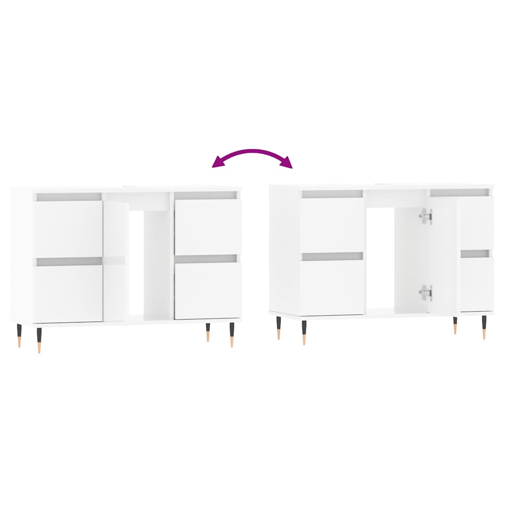 High Gloss White Bathroom Cabinet - Engineered Wood 80x33x60cm