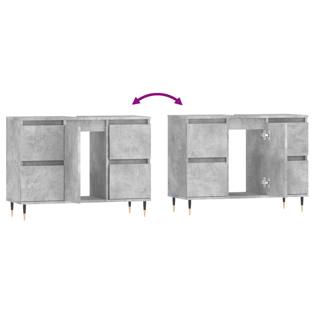 Concrete Grey Bathroom Cabinet - Engineered Wood 80x33x60 cm