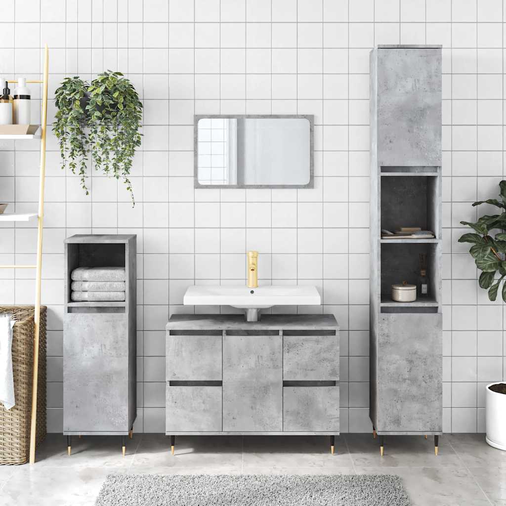 Concrete Grey Bathroom Cabinet - Engineered Wood 80x33x60 cm