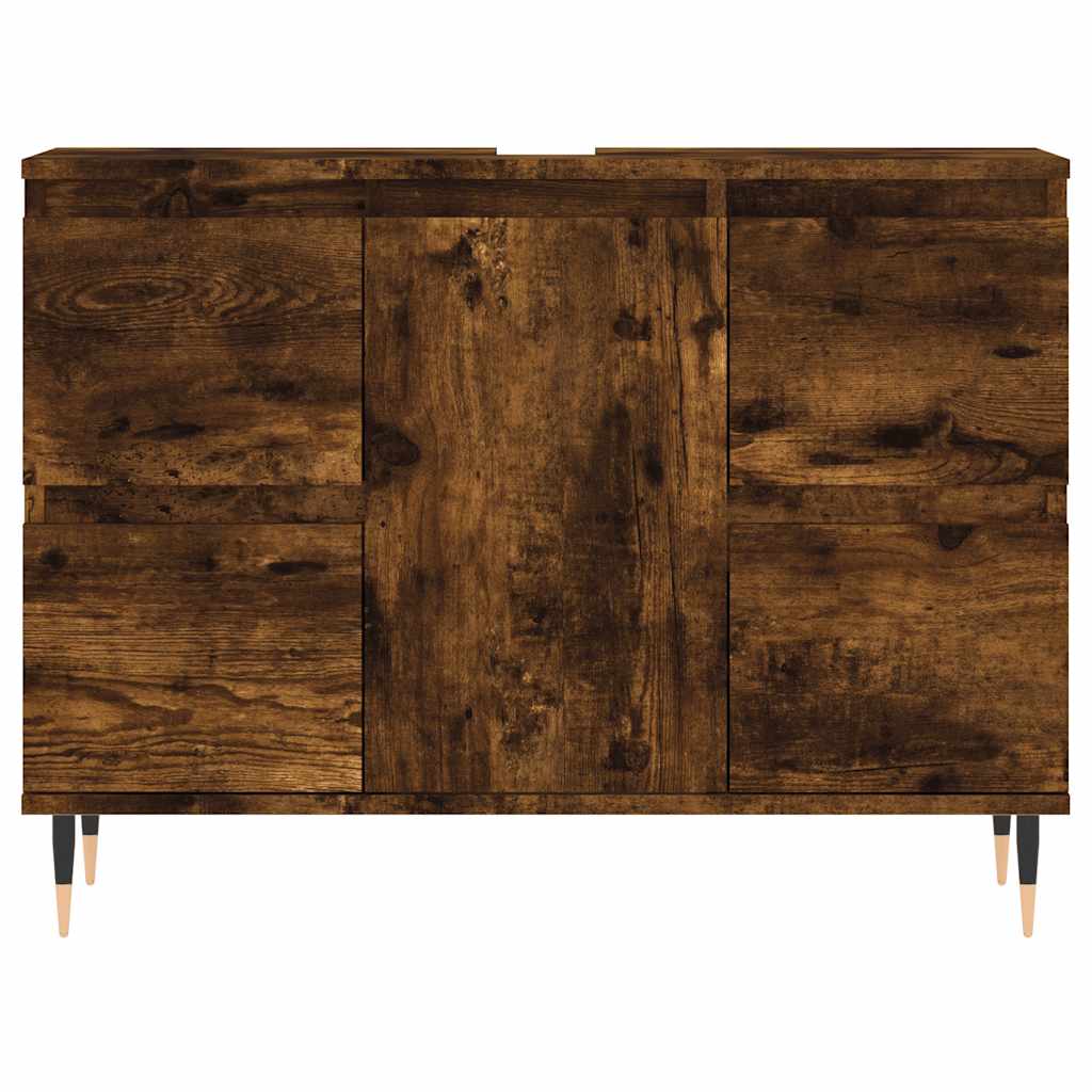 Smoked Oak Bathroom Cabinet - 80x33x60cm Engineered Wood