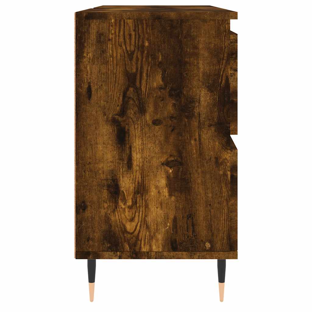 Smoked Oak Bathroom Cabinet - 80x33x60cm Engineered Wood