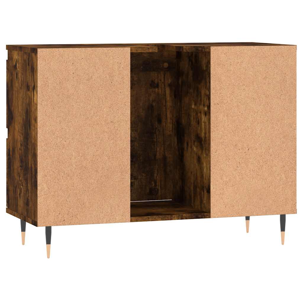 Smoked Oak Bathroom Cabinet - 80x33x60cm Engineered Wood