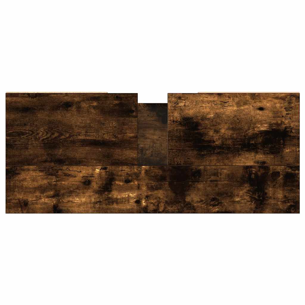 Smoked Oak Bathroom Cabinet - 80x33x60cm Engineered Wood