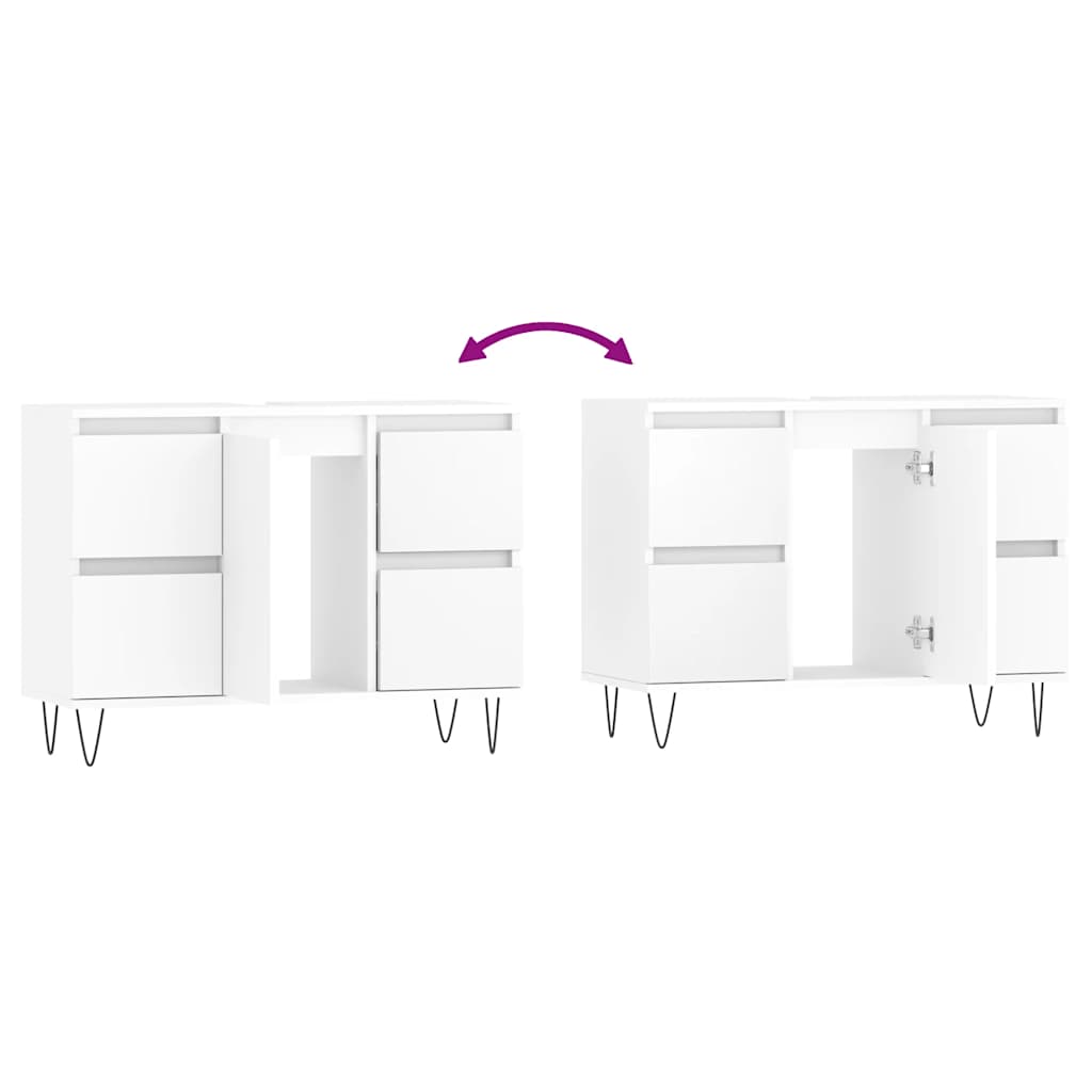 White Engineered Wood Bathroom Cabinet 80x33x60 cm