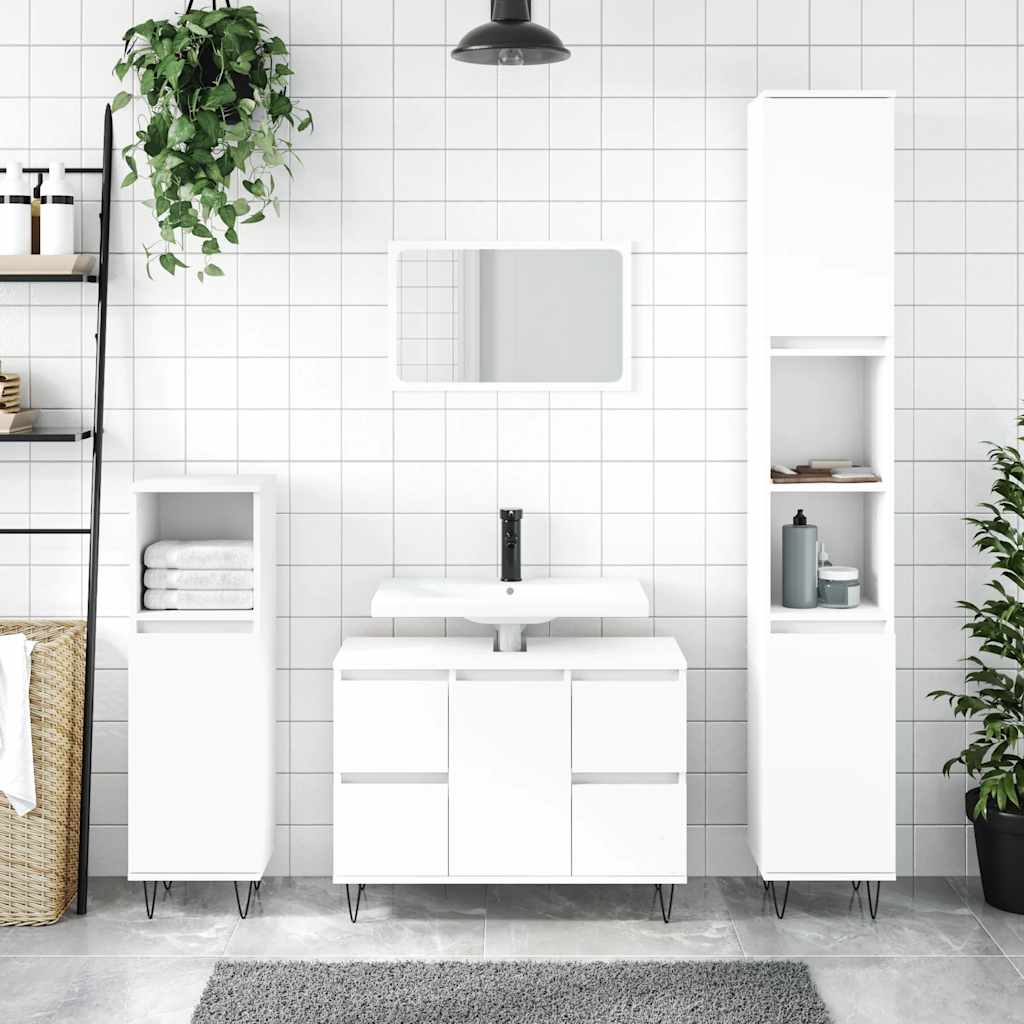 White Engineered Wood Bathroom Cabinet 80x33x60 cm