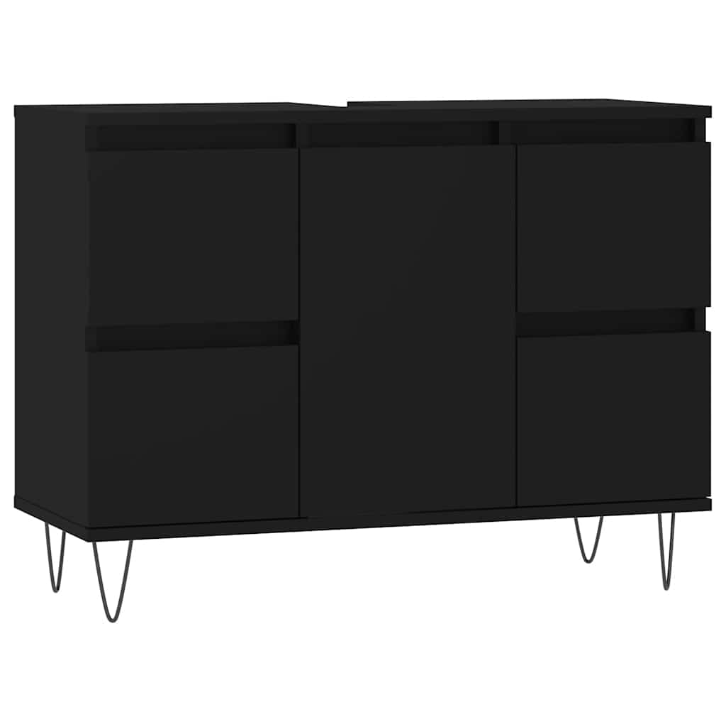 Black Engineered Wood Bathroom Cabinet 80x33x60 cm
