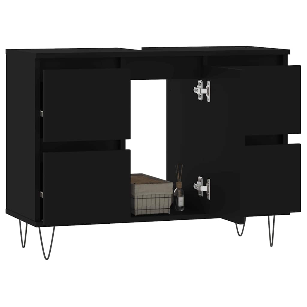 Black Engineered Wood Bathroom Cabinet 80x33x60 cm