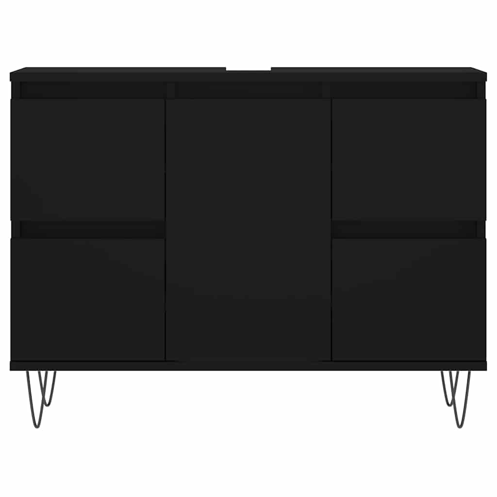 Black Engineered Wood Bathroom Cabinet 80x33x60 cm
