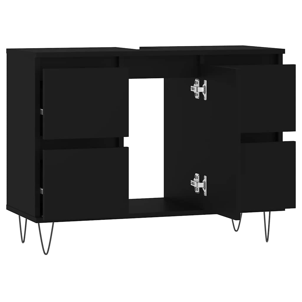Black Engineered Wood Bathroom Cabinet 80x33x60 cm
