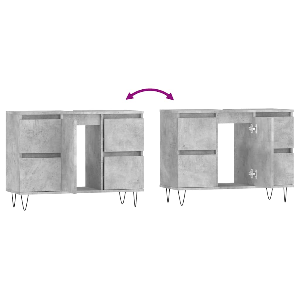 Concrete Grey Bathroom Cabinet 80x33x60 cm - Engineered Wood