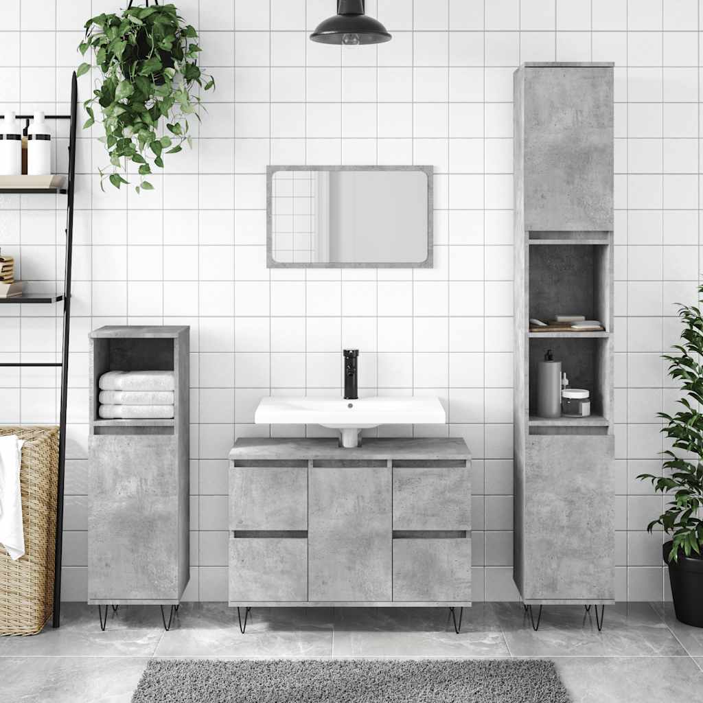 Concrete Grey Bathroom Cabinet 80x33x60 cm - Engineered Wood