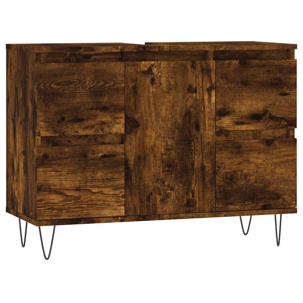 Smoked Oak Bathroom Cabinet - 80x33x60 cm Engineered Wood