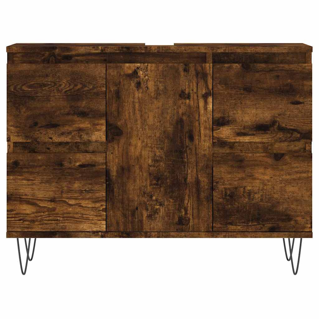 Smoked Oak Bathroom Cabinet - 80x33x60 cm Engineered Wood