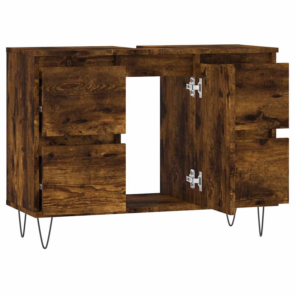 Smoked Oak Bathroom Cabinet - 80x33x60 cm Engineered Wood