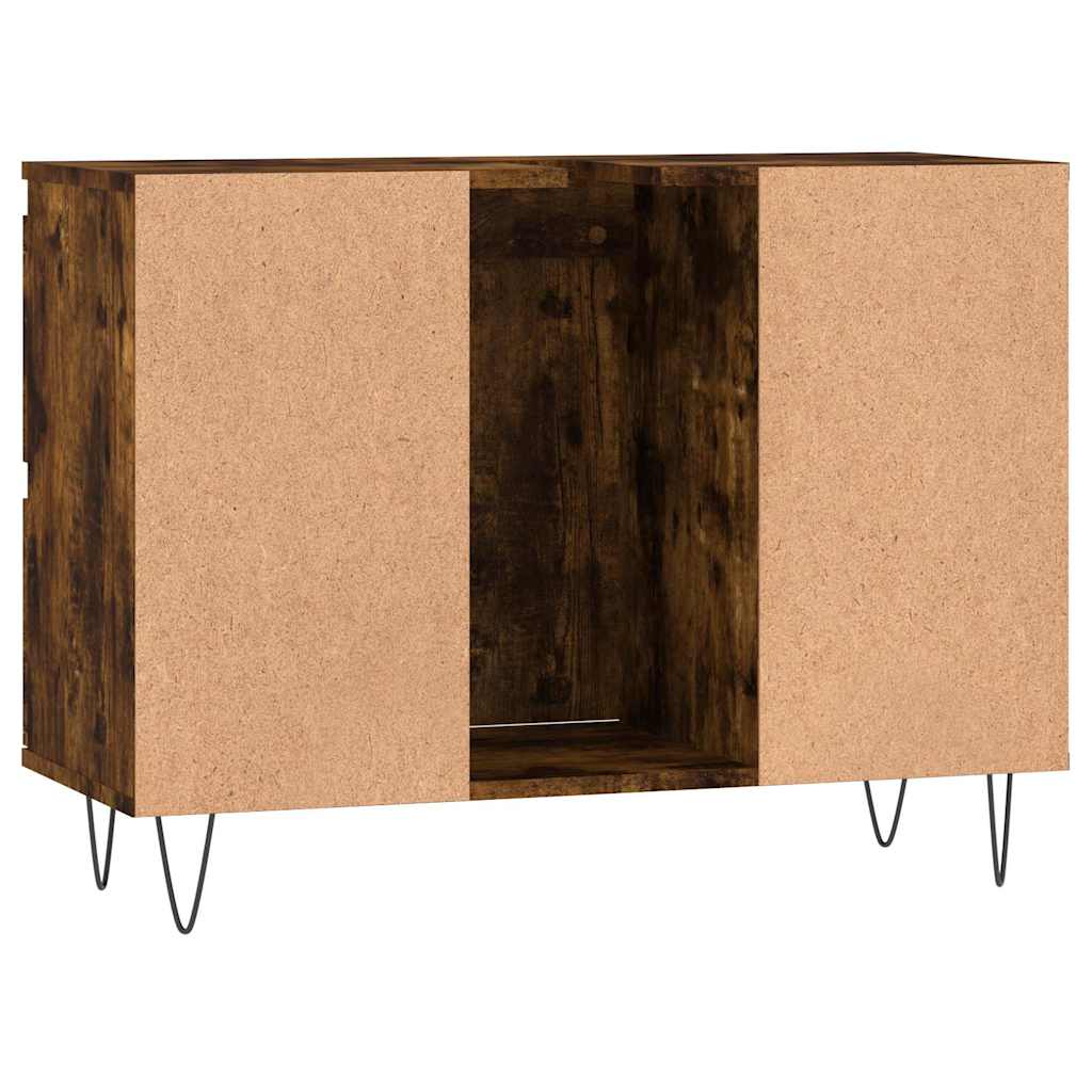 Smoked Oak Bathroom Cabinet - 80x33x60 cm Engineered Wood