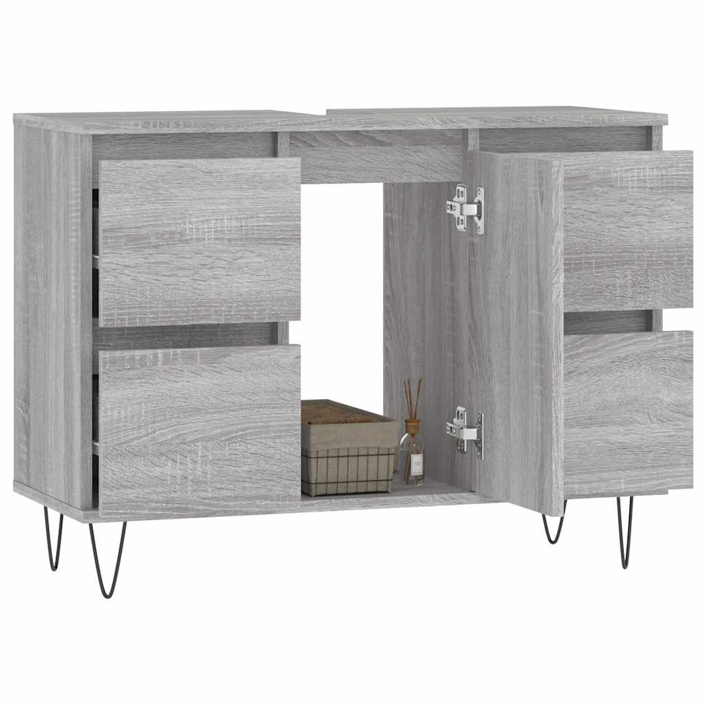 Sonoma Grey Bathroom Cabinet - Engineered Wood 80x33x60 cm