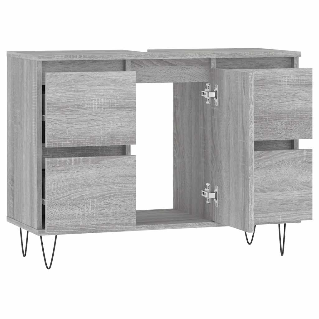 Sonoma Grey Bathroom Cabinet - Engineered Wood 80x33x60 cm