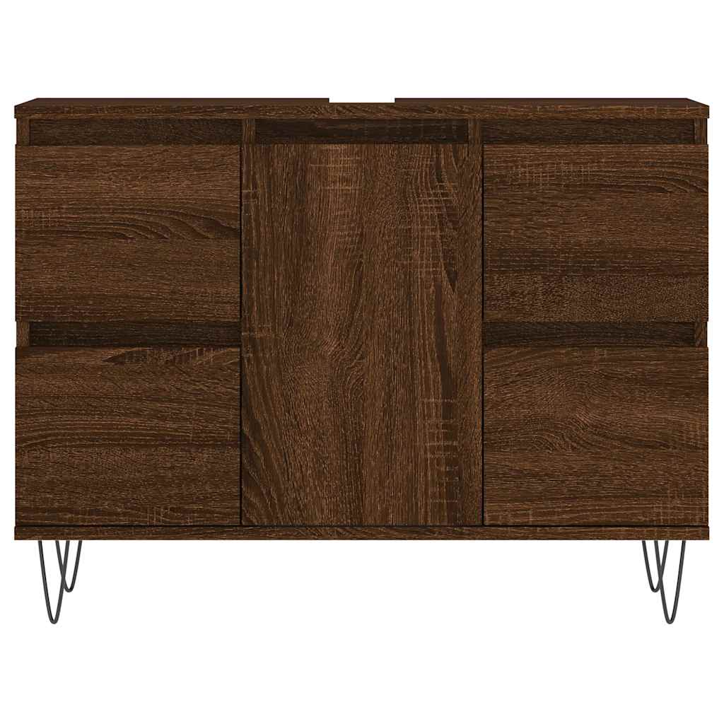 Brown Oak Bathroom Cabinet - Engineered Wood 80x33x60 cm