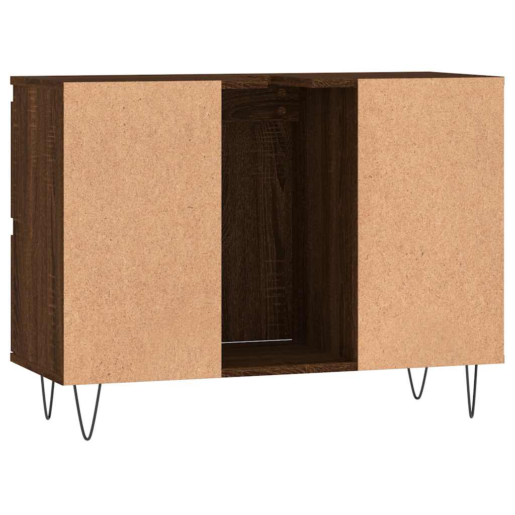 Brown Oak Bathroom Cabinet - Engineered Wood 80x33x60 cm
