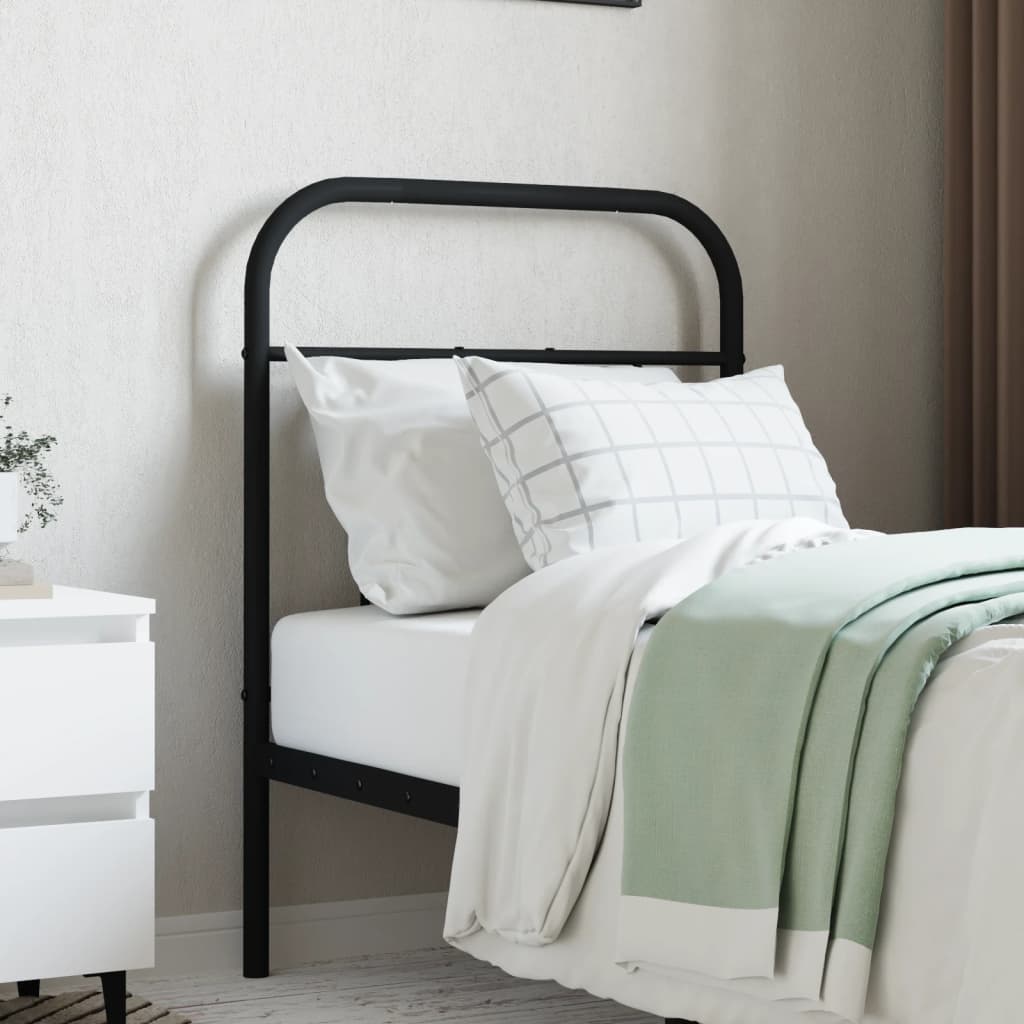 Sleek Black Metal Headboard - 75 cm for Modern Elegance