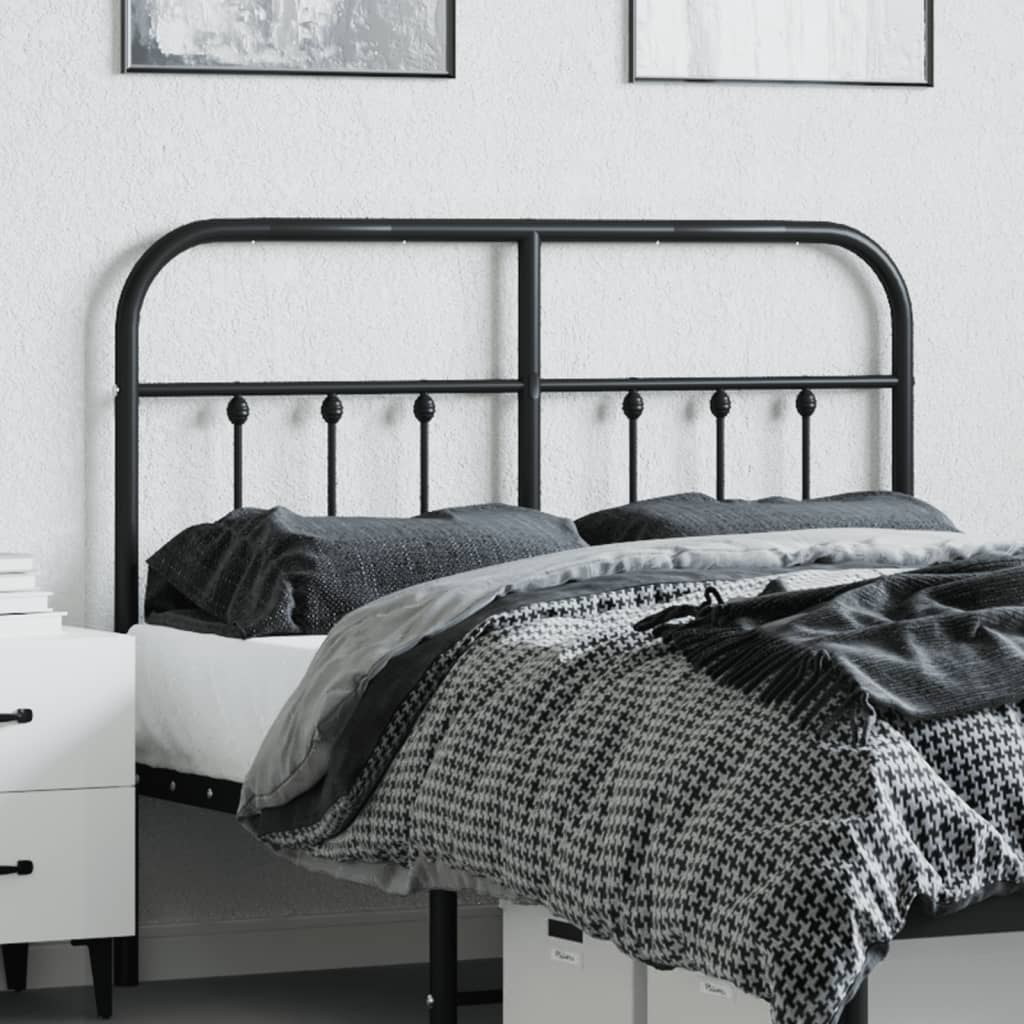 Sleek Black Metal Headboard 120cm - Modern Bedroom Elegance