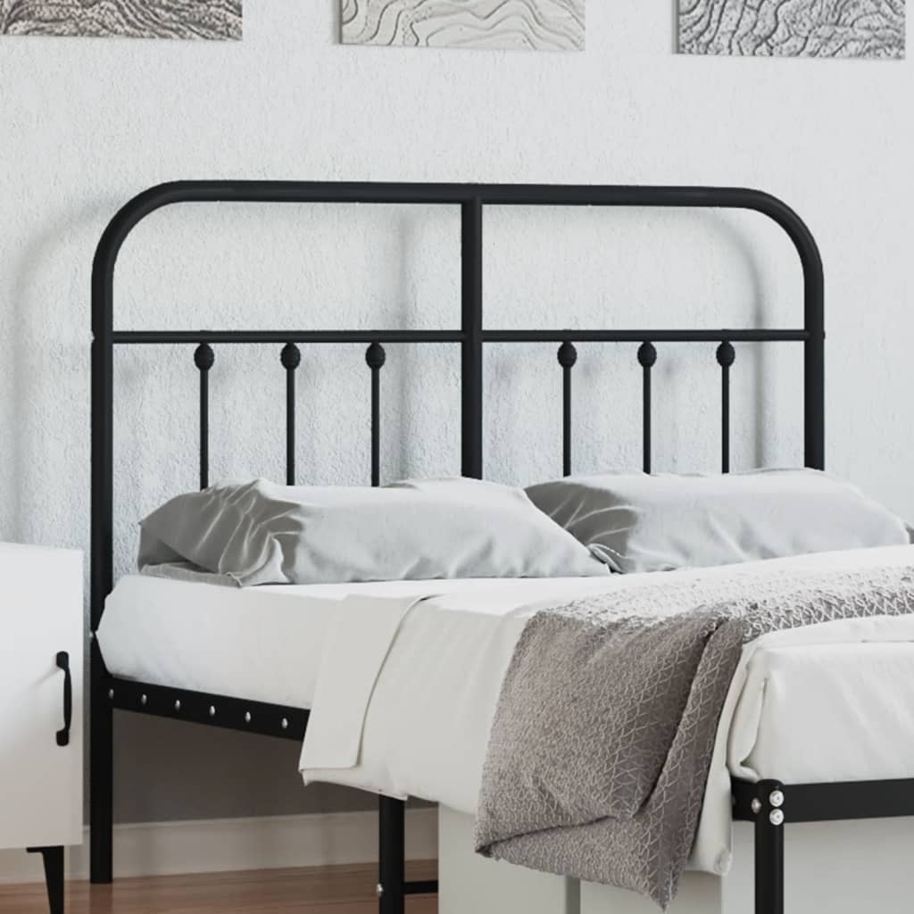 Sleek Black Metal Headboard 120cm - Modern Bedroom Elegance