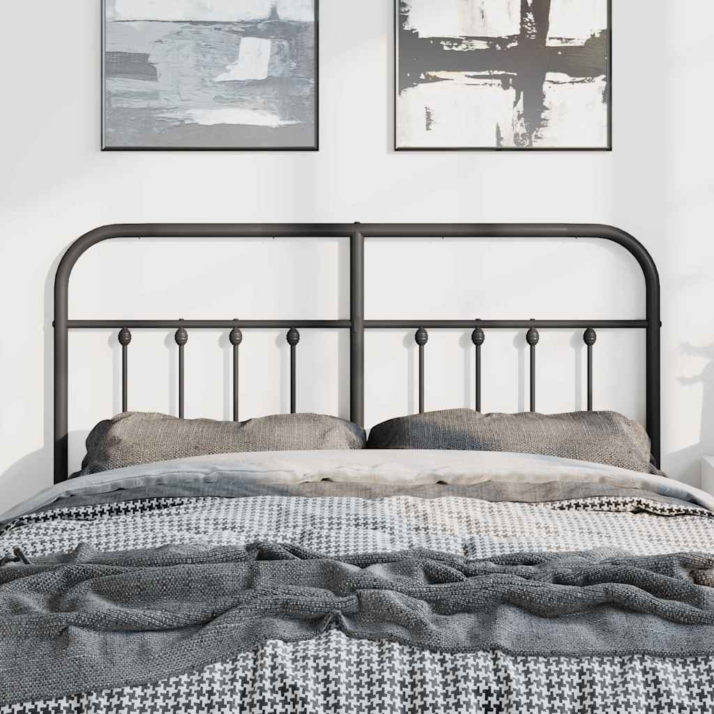 Sleek Black Metal Headboard - 150 cm Elegant Bedroom Upgrade