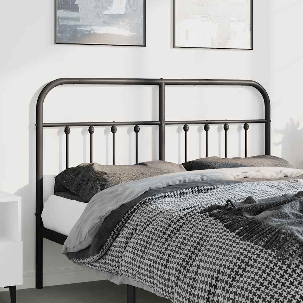 Sleek Black Metal Headboard - 150 cm Elegant Bedroom Upgrade