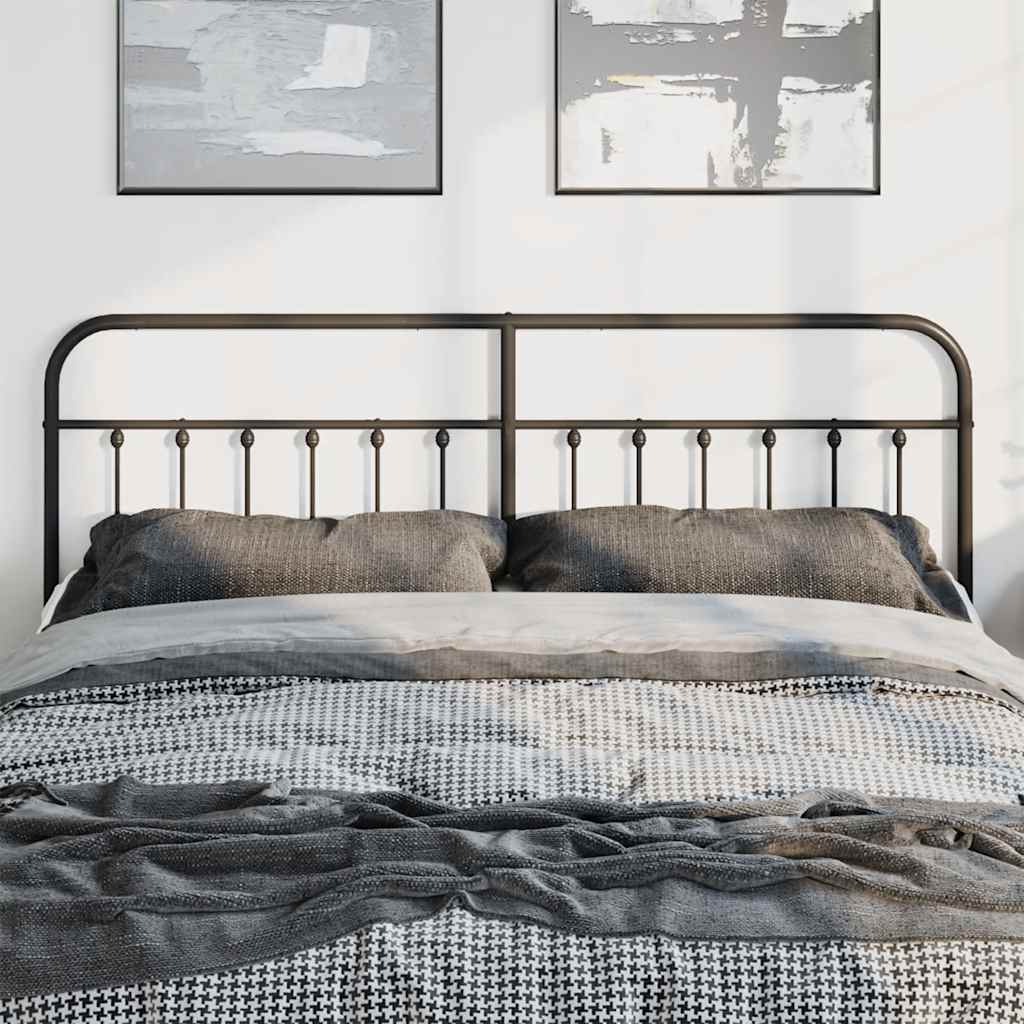 Sleek Black Metal Headboard - 193 cm Durable Steel Design