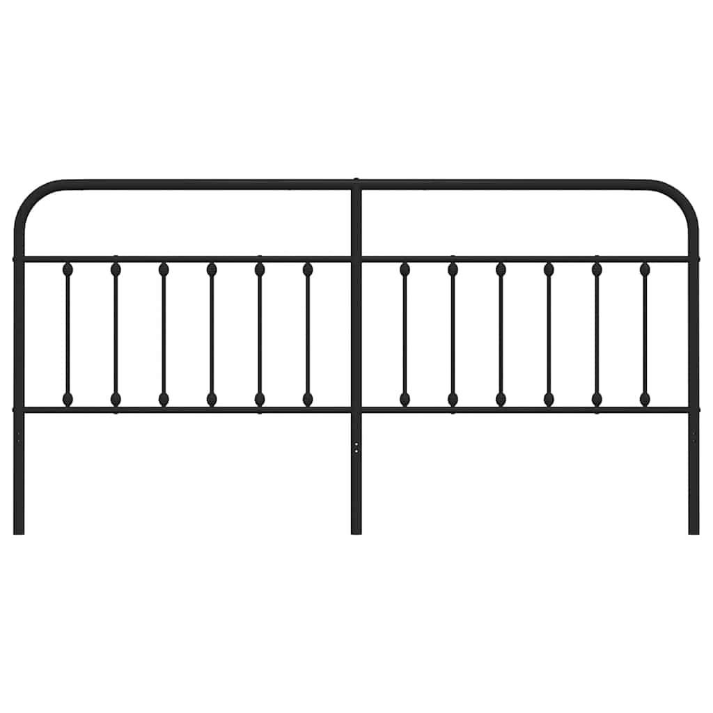 Sleek Black Metal Headboard - 193 cm Durable Steel Design