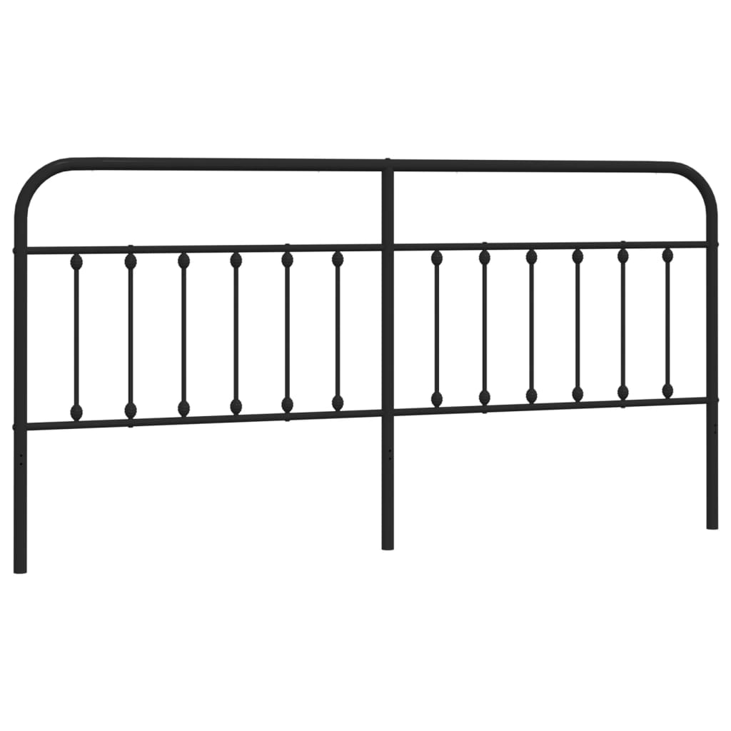 Sleek Black Metal Headboard - 200 cm Elegant Bedroom Upgrade