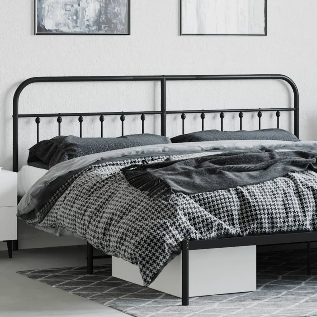 Sleek Black Metal Headboard - 200 cm Elegant Bedroom Upgrade