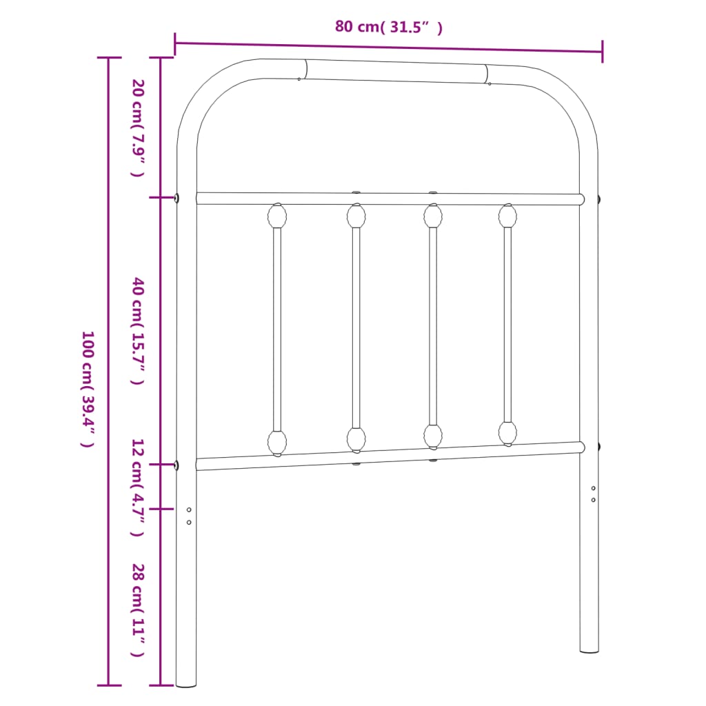 Elegant White Metal Headboard, 75 cm – Modern Bedroom Accent