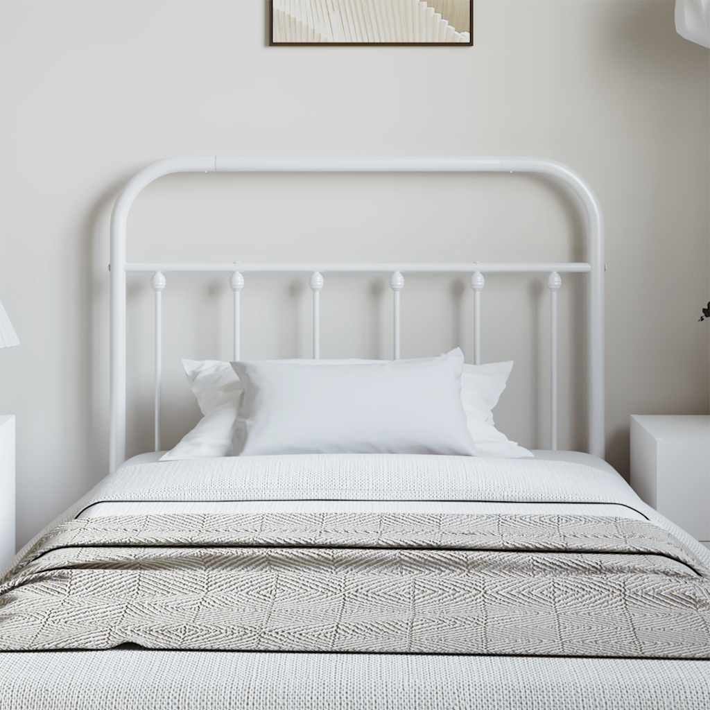 Sleek White Metal Headboard, 100 cm - Modern Bedroom Essential