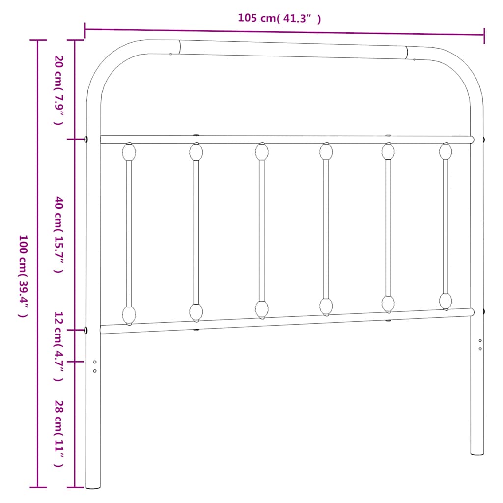 Sleek White Metal Headboard, 100 cm - Modern Bedroom Essential