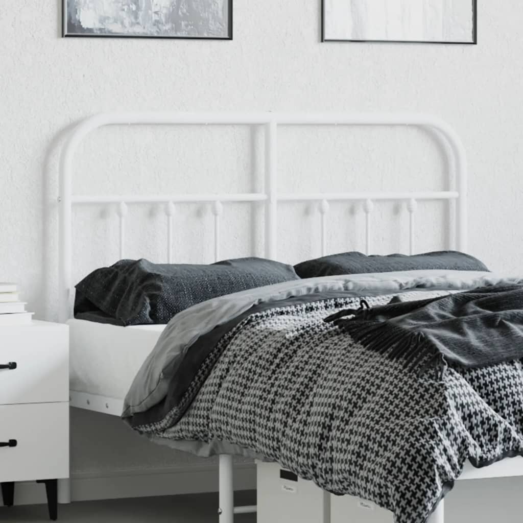 Elegant White Metal Headboard - 120 cm Sturdy Bedroom Décor